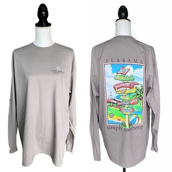 Simply Southern Alabama State Long Sleeve Light Gray Ladies US Size Small - Picture 7 of 8